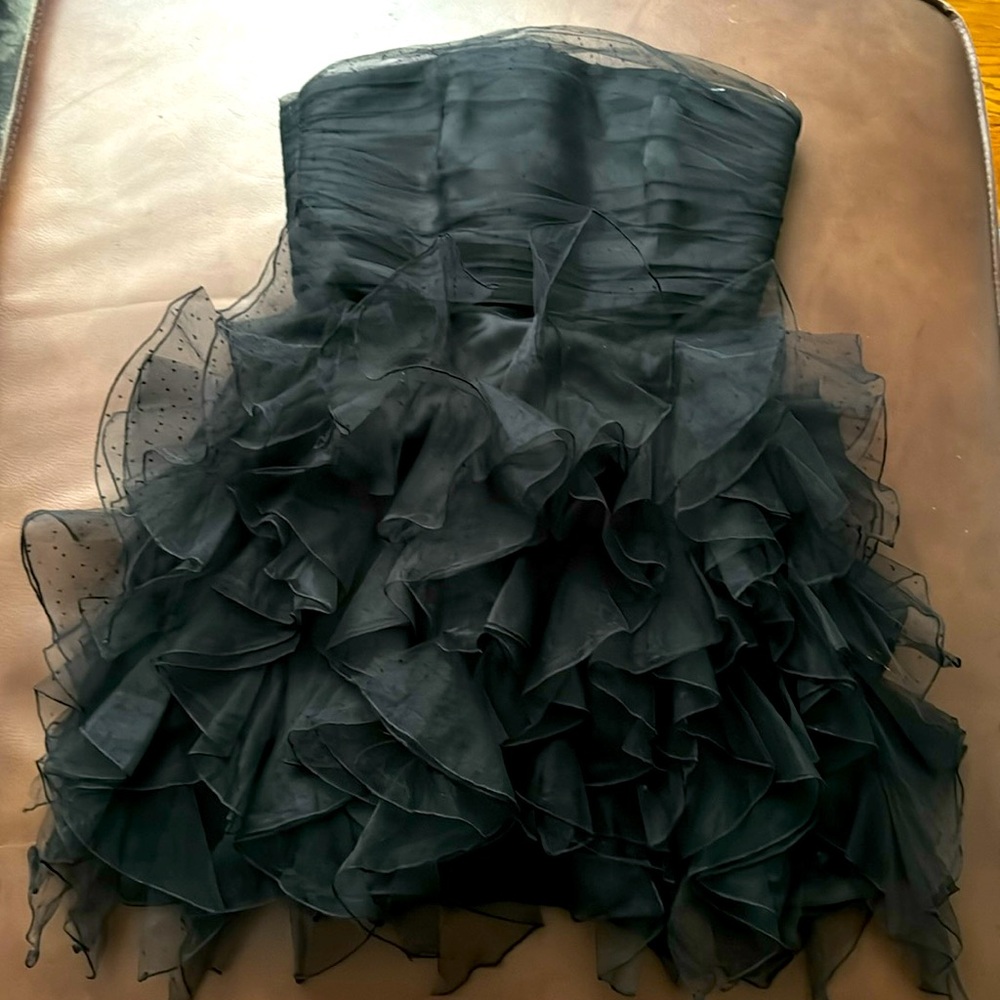 Black Zara chiffon strapless mini dress